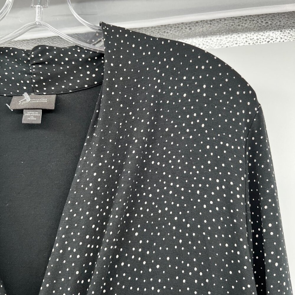 J.Jill Polka Dot Shift Dress Draped Skirt Long Sleeve Black/White Size XLP - Picture 4 of 9